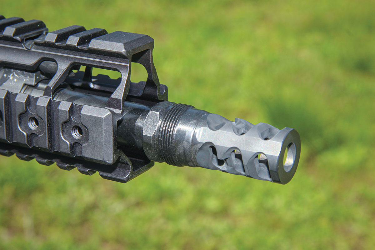 The muzzle brake included a muzzle brake that acted as part of the Rearden Atlas suppressor mounting system. The firearm can be shot with or without a suppressor.
